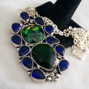 Huge tourmaline and sapphire pendant 🤗